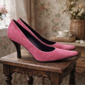 Vintage 1990s Marcello Paci Pink Suede Heels